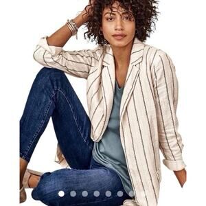 J. Jill Linen Oversized Blazer Women’s XL Cuffed 3/4 Sleeves Pockets